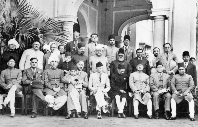 Muhammad Ali Jinnah and Muslim League leaders in Quetta on a visit to Baluchistan in the early days of Pakistan after winning its independence from British rule. (Supplied)