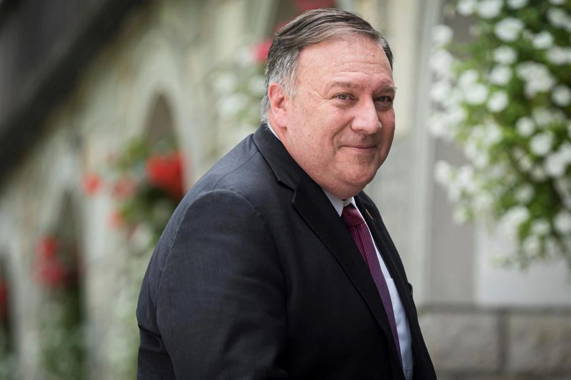 US Secretary of State Mike Pompeo looks on after signing an agreement on the fifth-generation of internet technology in Bled, in the foothills of the Julian Alps on August 13, 2020, as part of his five-days tour in central Europe. (AFP)