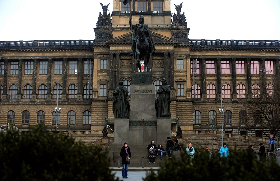 A photo taken on February 21, 2012, shows the Saint Wenceslas statue in front of the Czech National Museum at Wenceslas Square, one of the famous square of the capital Prague. (File/AFP)