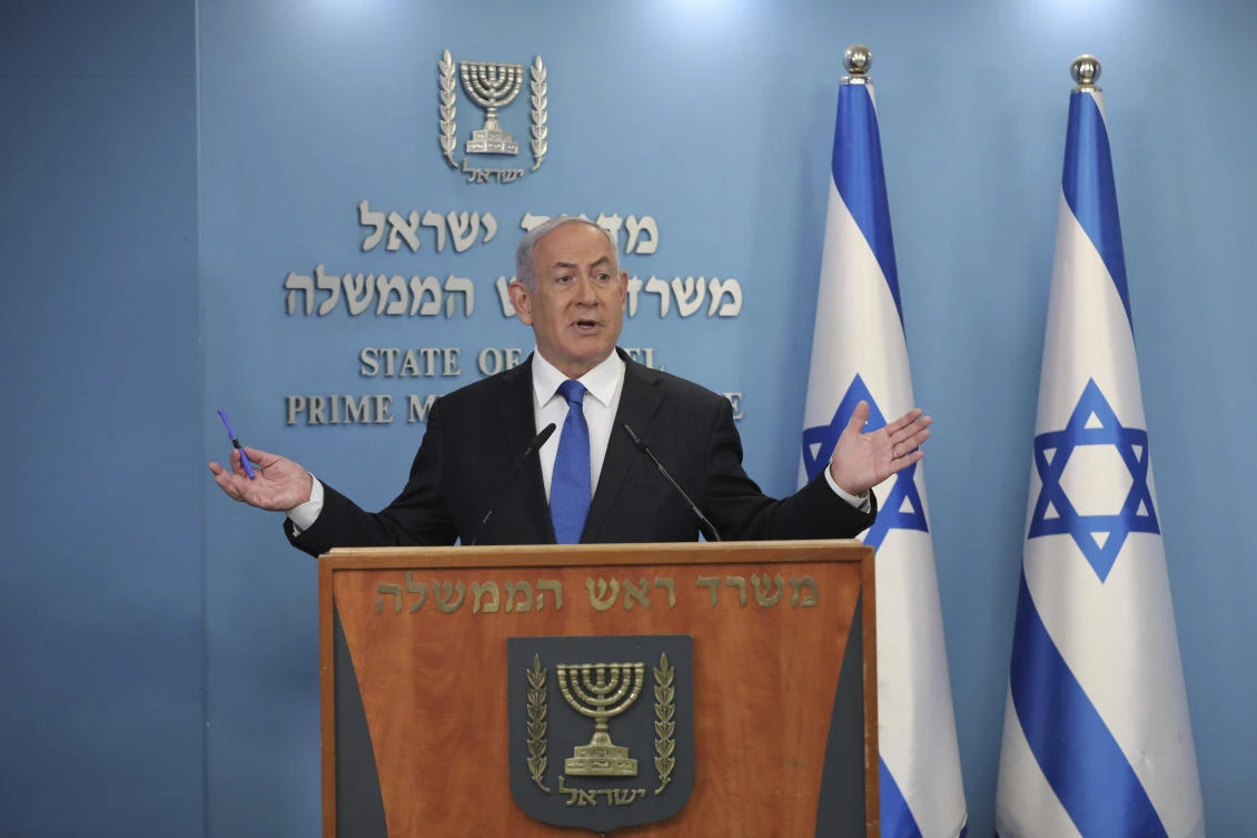 In this Thursday, Aug. 13, 2020 file photo, Israeli Prime Minister Benjamin Netanyahu announces that full diplomatic ties will be established with the United Arab Emirates in a U.S.-brokered deal, during a news conference, in Jerusalem. (AP)