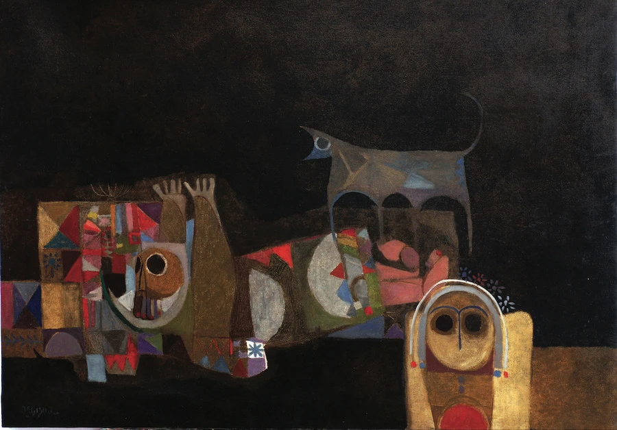 Dia Azzawi, “A Wolf Howls: Memories of a Poet,” (1968). Supplied