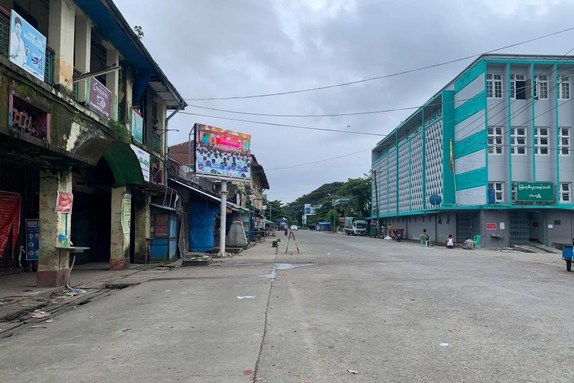 A deserted main street is pictured on August 23, 2020 during a lockdown amidst fears of the COVID-19 coronavirus in Sittwe, capital of Rakhine State southern Myanmar. (AFP)