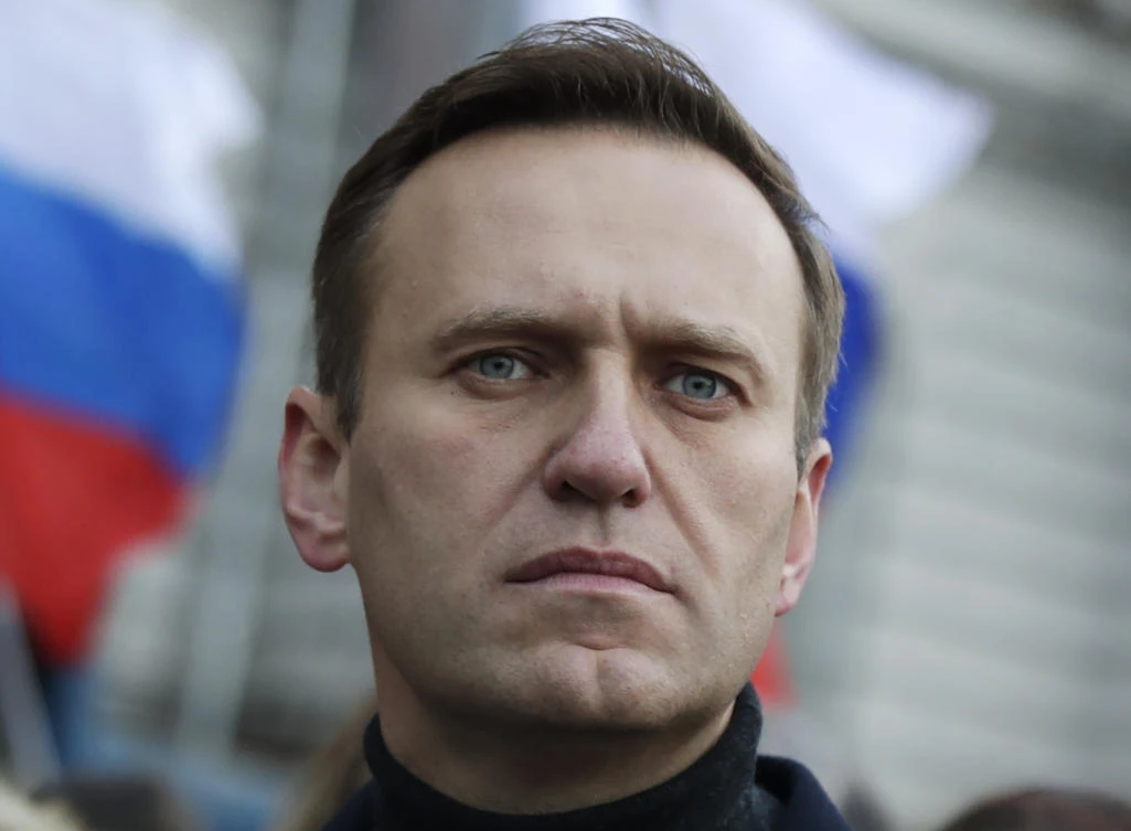 Alexei Navalny takes part in a march in memory of opposition leader Boris Nemtsov in Moscow, Russia, Feb. 29, 2020. (AP Photo)