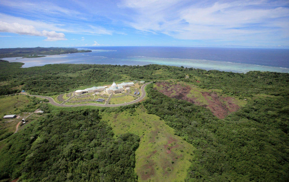 The Palau Capital building is seen in Melekeok, Palau. Defense Secretary Mark Esper plans to fly nearly halfway around the world this week to tiny Palau, which no Pentagon chief has ever visited. (AP Photo/Itsuo Inouye, File)