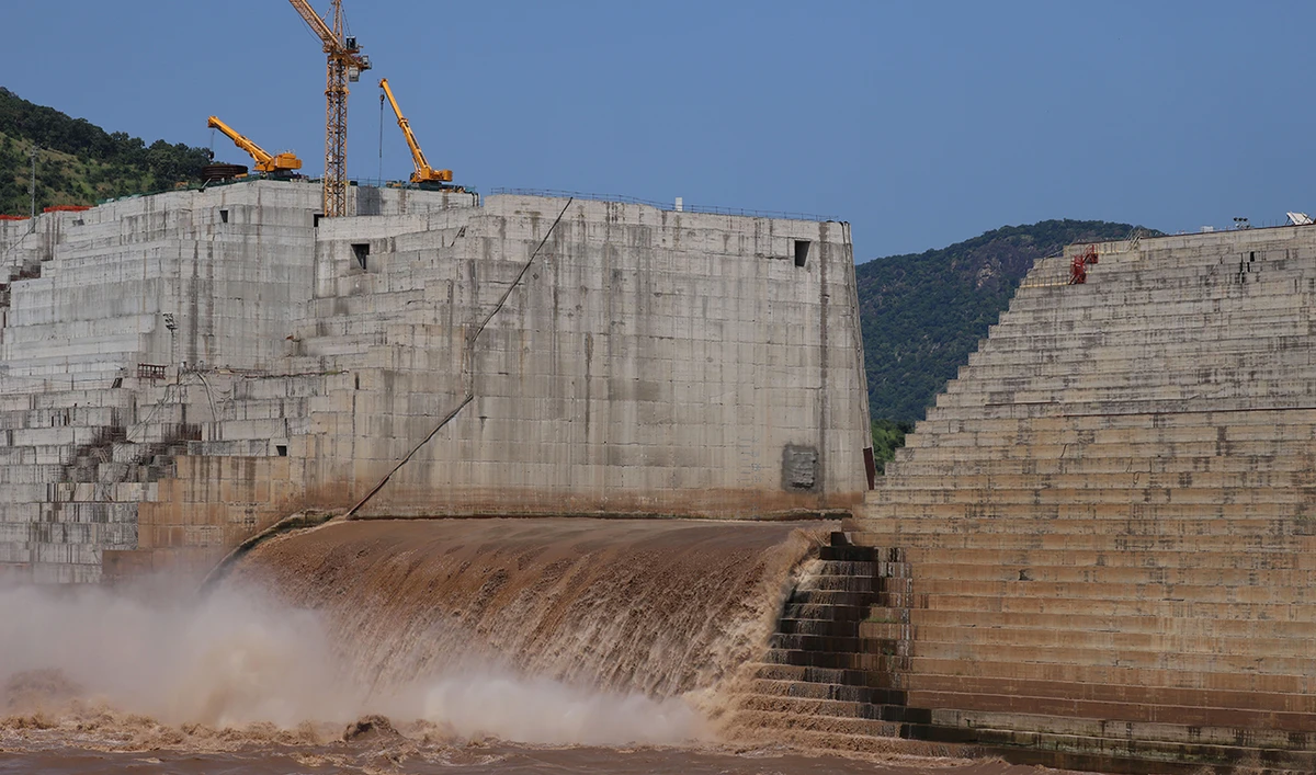 Water flows through Ethiopia's Grand Renaissance Dam as it undergoes construction work on the river Nile in Guba Woreda, Benishangul Gumuz region, Ethiopia. (Reuters)