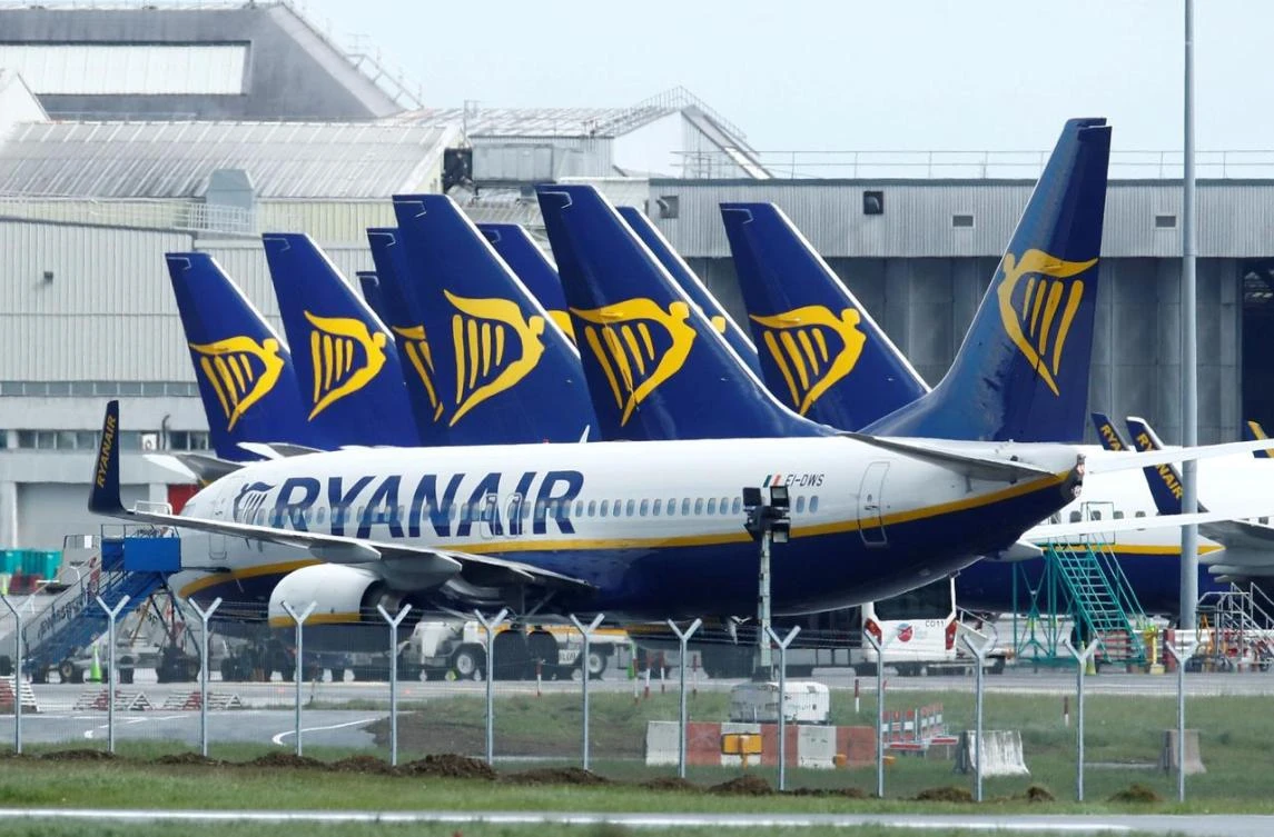 Ryanair planes are seen at Dublin Airport, following the outbreak of the coronavirus disease (COVID-19), Dublin, Ireland, May 1, 2020. (Reuters)
