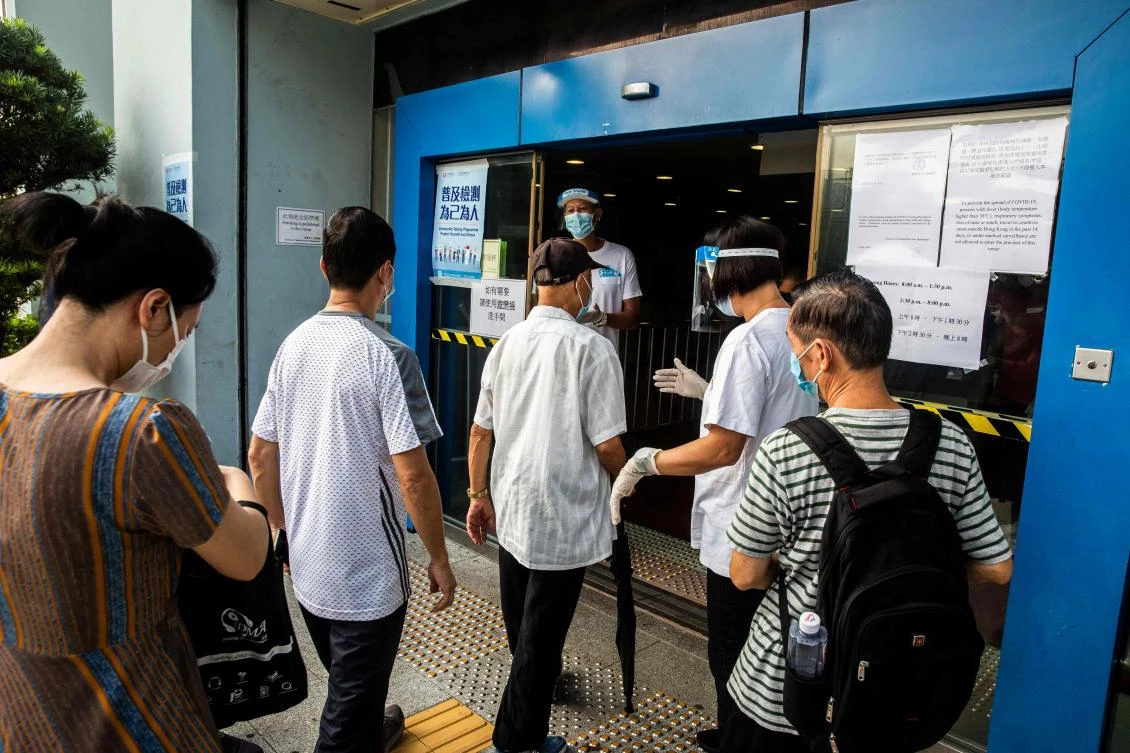 Hong Kong started conducting mass coronavirus tests on September 1, a health scheme that has been swept up in the political debate dividing the city, where many remain deeply distrustful of both local leaders and China. (File/AFP)
