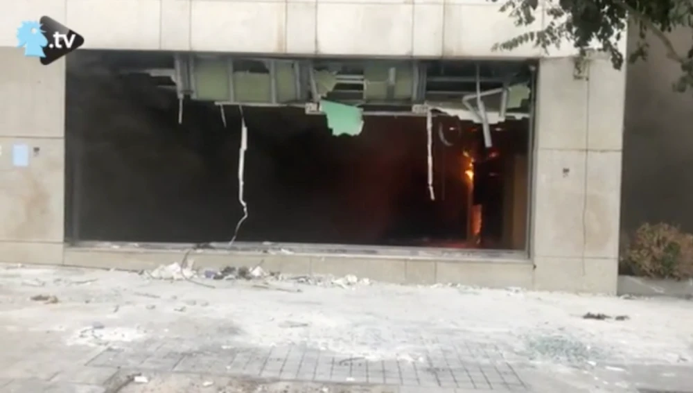 A fire broke out at Lebanon's Annahar newspaper building in downtown Beirut on Tuesday. (Screenshot: Annahar TV)