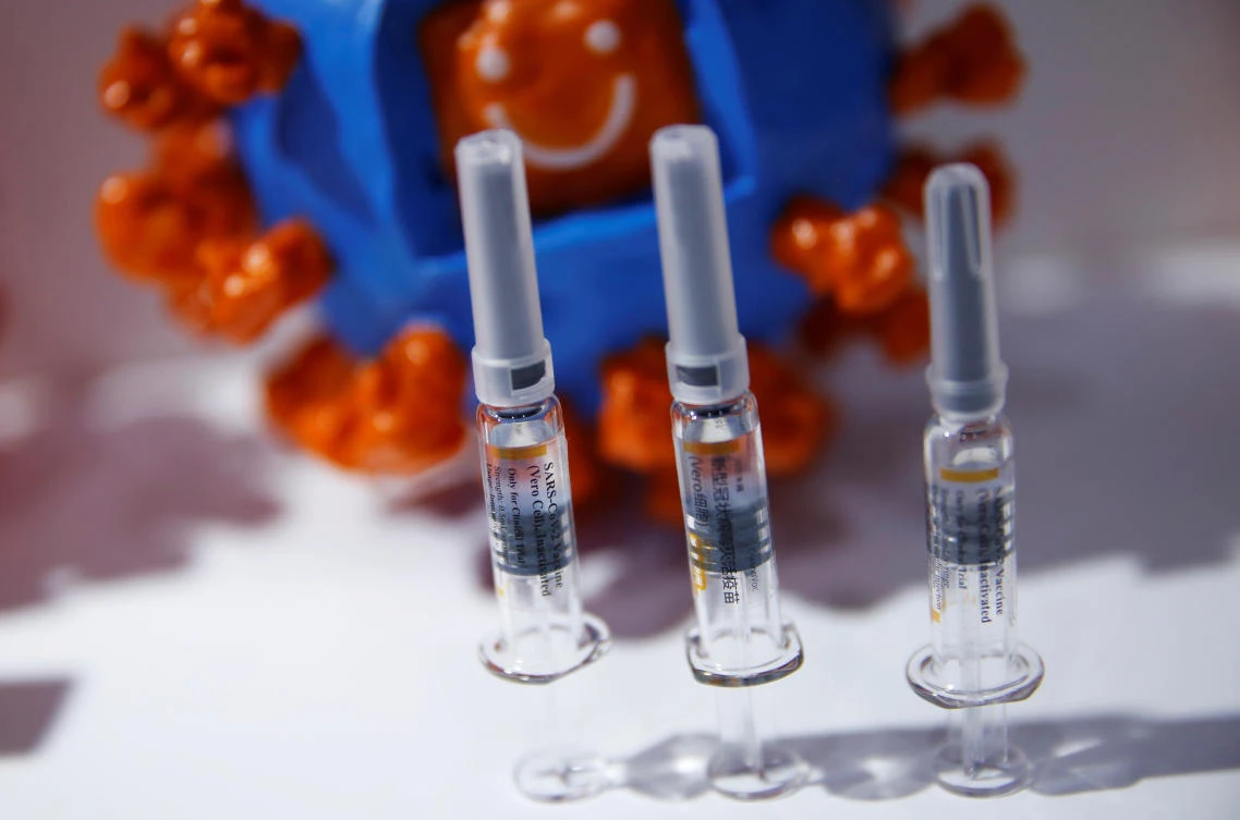 A booth displaying a coronavirus vaccine candidate from Sinovac Biotech Ltd is seen in Beijing, China September 5, 2020. (Reuters)
