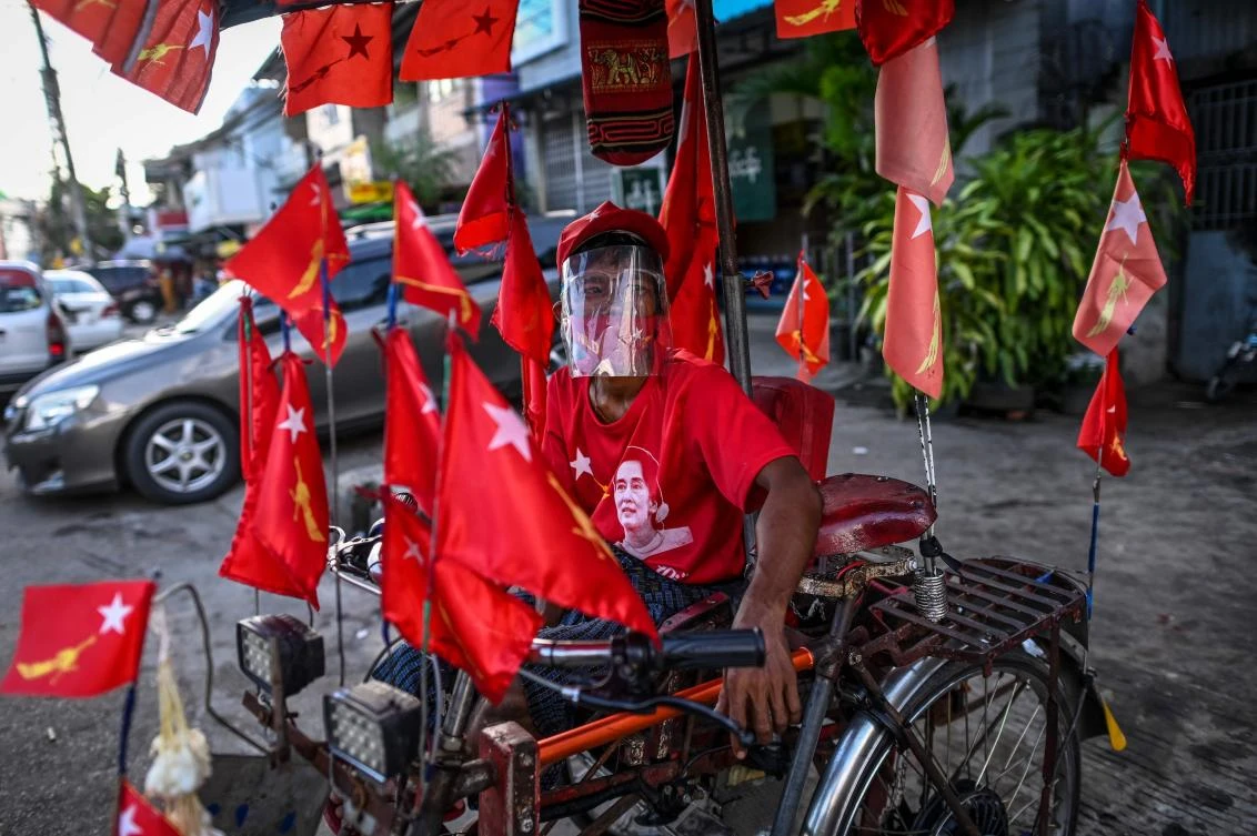 Suu Kyi, who rules as state counselor, was set to tour the constituency where she is seeking re-election in the commercial capital of Yangon on Tuesday. (AFP)