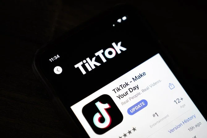 The download page for the TikTok app is displayed on an Apple iPhone on August 7, 2020. (AFP)