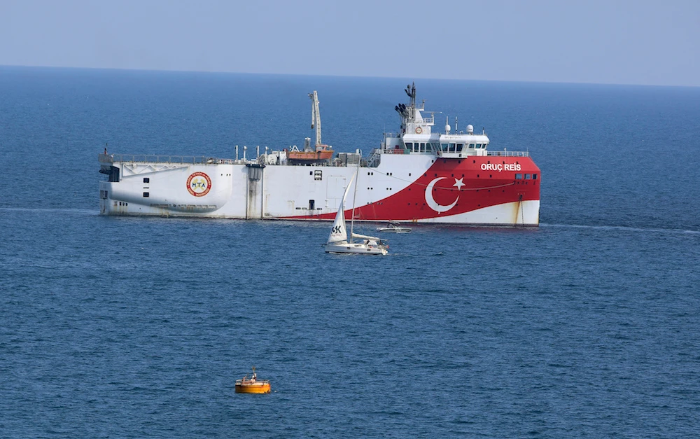 Turkey's research vessel, Oruc Reis has left a disputed area of the eastern Mediterranean that has been at the heart of a summer stand-off between Greece and Turkey over energy rights. (AP/File)