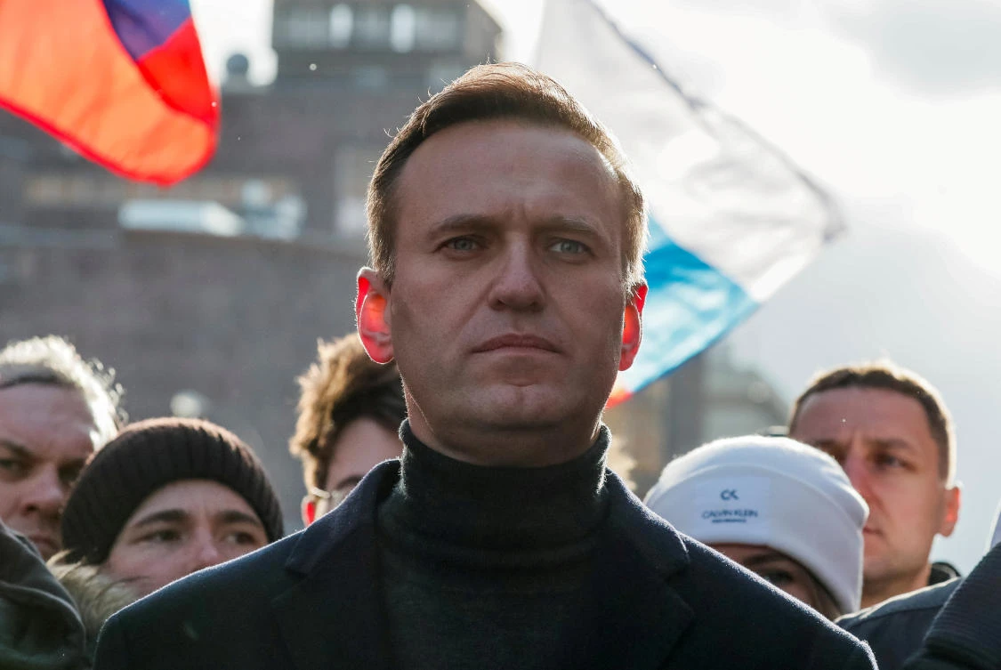 Russian opposition politician Alexei Navalny takes part in a rally to mark the 5th anniversary of opposition politician Boris Nemtsov’s murder, Moscow, Russia, February 29, 2020. (Reuters)