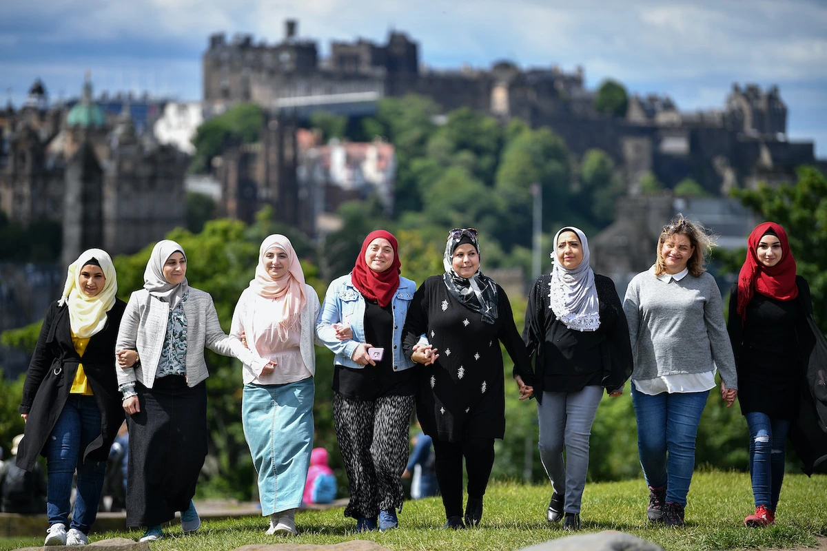In this picture are Ghalia, Sana'a, Heba, Marwa, Safaa, Nida'a, Maysa'a and Marah. (Getty)