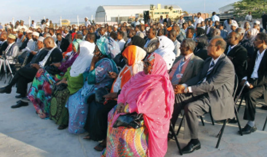 Members of new parliament look on after they were sworn-in at Adan Adde airport in Mogadishu. Somalia is likely to hold elections next year. (AFP/File)