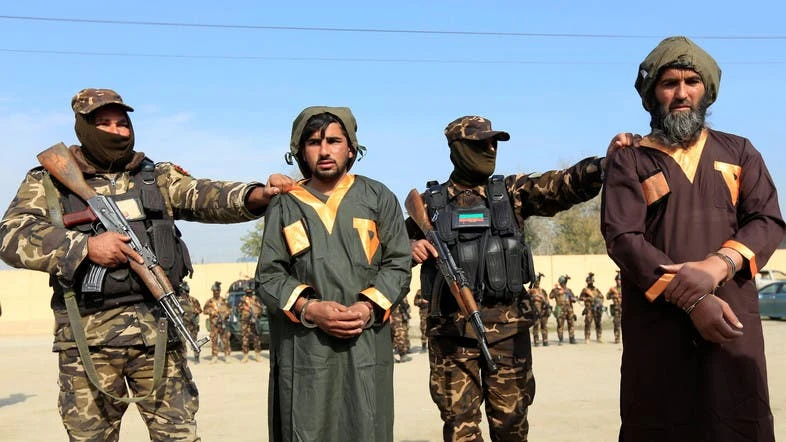 Captured Taliban insurgents are presented to the media after being detained with car explosive devices in Jalalabad, Afghanistan, December 10, 2019. (Reuters)