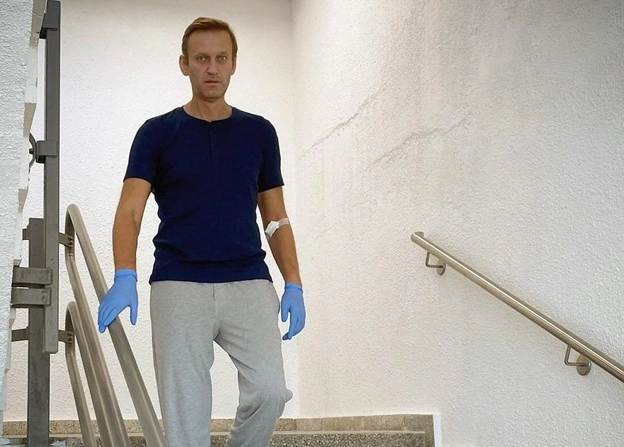This handout picture posted on September 19, 2020 on the Instagram account of @navalny shows Russian opposition leader Alexei Navalny in Berlin's Charite hospital. (FIle/AFP)