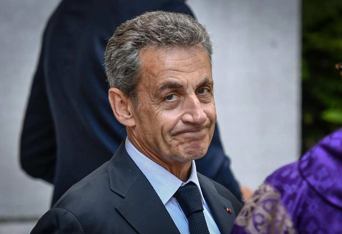 Former French President Nicolas Sarkozy leaves the funeral mass of late French Justice minister Pascal Clement at Saint Peter’s in Neuilly-sur-Seine, June 25, 2020. (AFP)