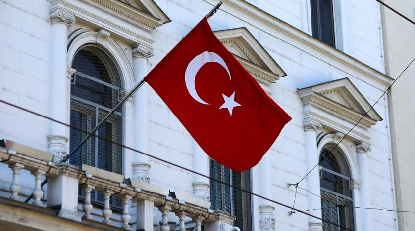 The Turkish flag is seen outside their embassy in Vienna, Austria, March 31, 2017. (Reuters)