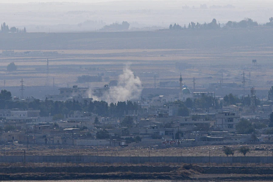 Smoke rises from the Syrian town of Ras al-Ayn. (File/AFP)