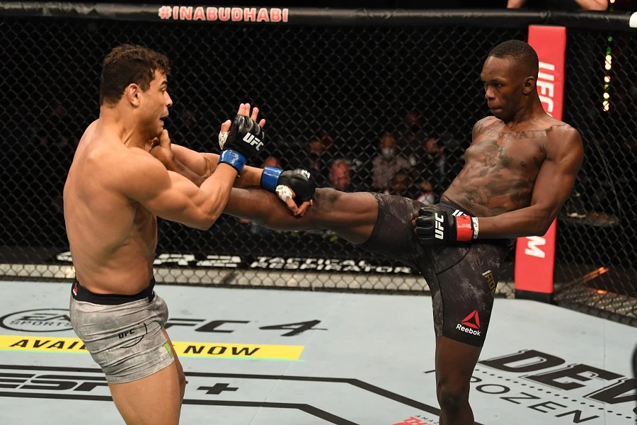 Undefeated Israel Adesanya (right) inflicted a career loss on Pailo Costa at UFC 253 in Abu Dhabi. (Supplied)