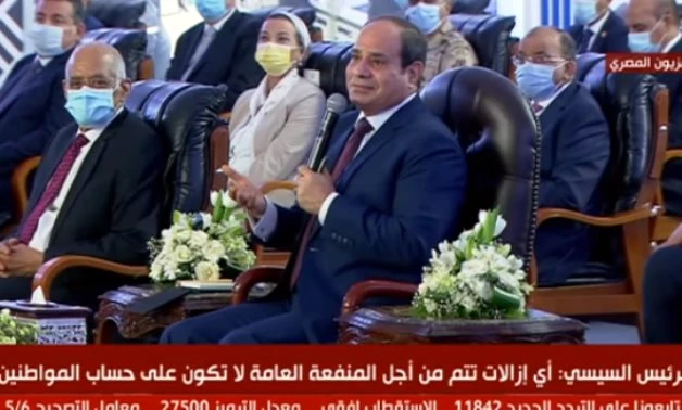 President Abdel Fatah El-Sisi asked Egyptians to realize “the size of benefits from a complex like this for Egypt." (YouTube still via Egyptian TV)