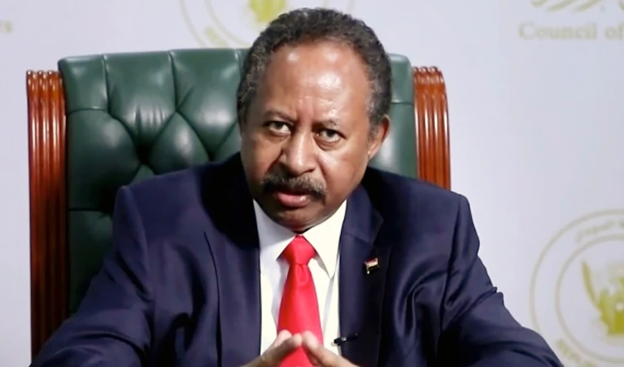 In this image made from UNTV video, Sudan's Prime Minister Abdalla Adam Hamdok speaks in a pre-recorded message which was played during the 75th session of the United Nations General Assembly, Saturday, Sept. 26, 2020, at U.N. headquarters. (AP)