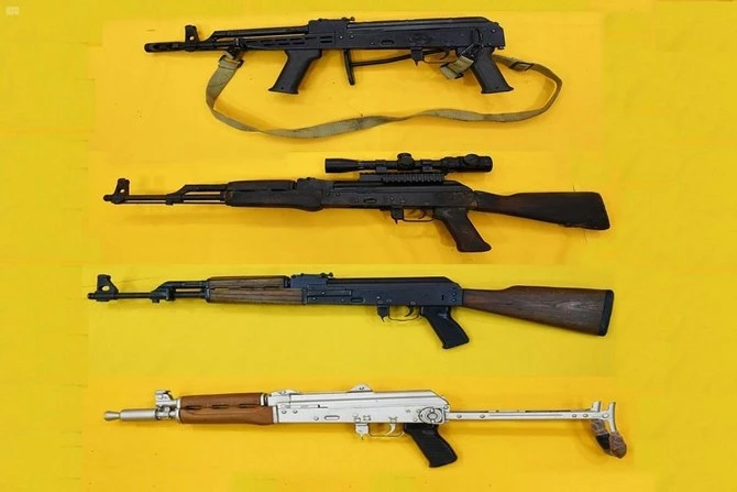 Saudi Arabia said it had overthrown a terrorist cell and seized a large amount of weapons, explosives, chemicals and electronic devices and equipment from a house and a farm. (SPA)