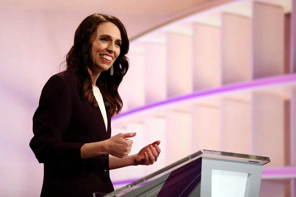 New Zealand Prime Minister Jacinda Ardern participates in a televised debate with National leader Judith Collins at TVNZ in Auckland, New Zealand, Sept. 22, 2020. (File/Reuters)