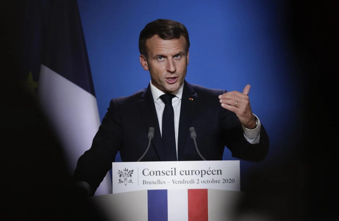 French President Emmanuel Macron said militants had been deployed to Nagorny Karabakh in a “serious” new development. (File/AP)