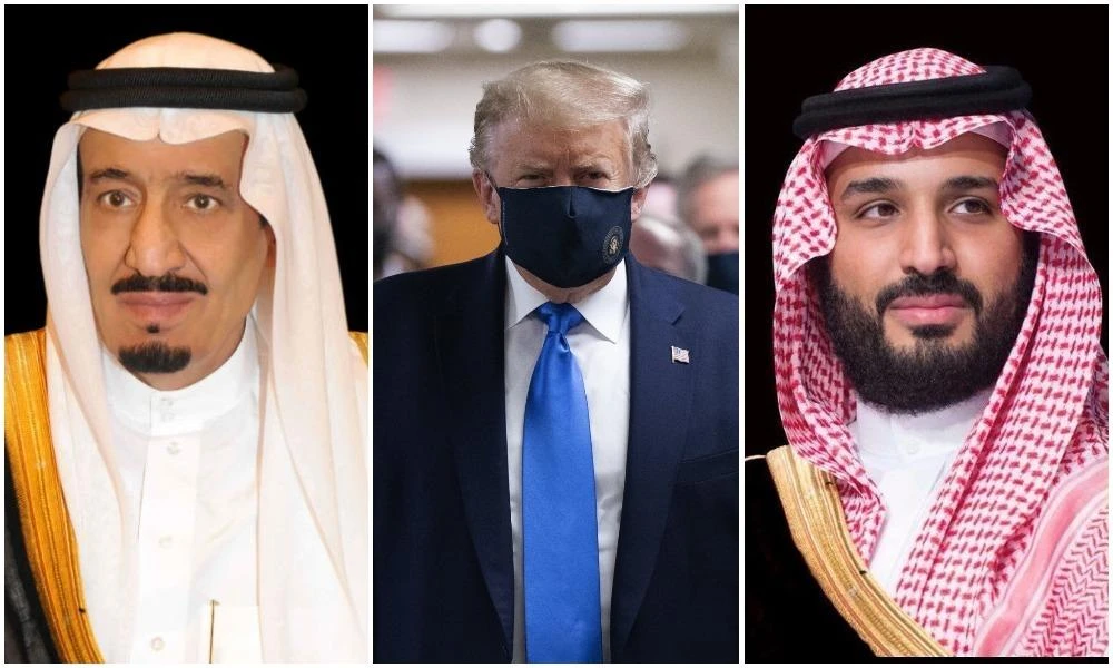 King Salman and Crown Prince Mohammed bin Salman sent telegrams to the US president on Friday checking on his health and that of the first lady. (File/SPA/AFP)