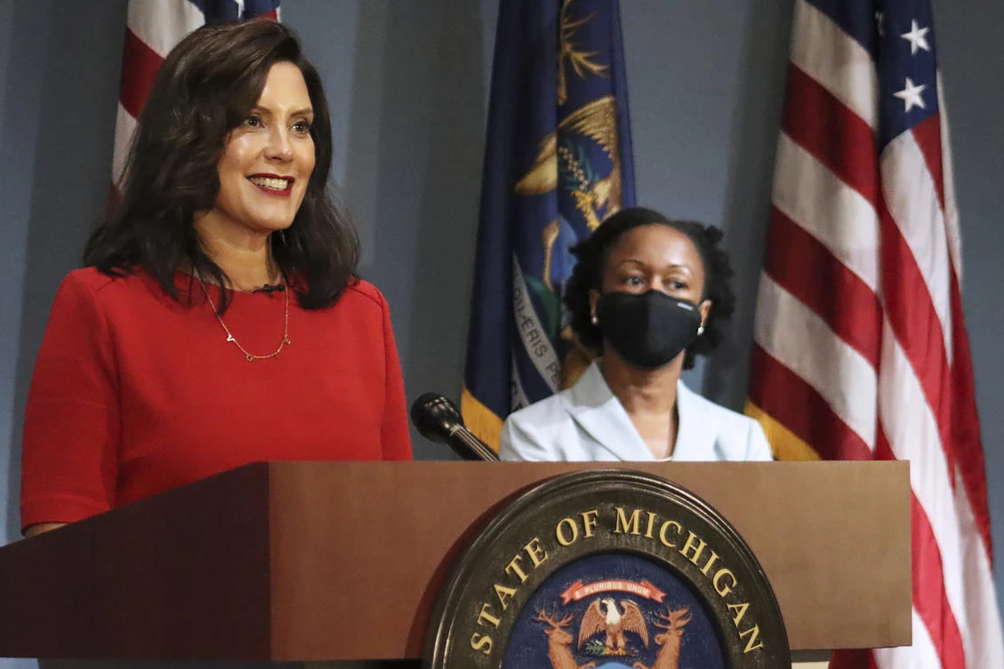 Michigan Gov. Whitmer was the target of a kidnap plot revealed on Thursday. (AP/File)