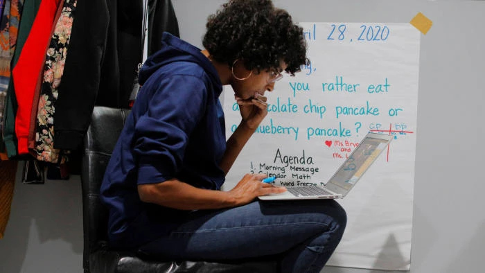 COVID-19 has presented teachers and students with an array of unexpected challenges. Above, a teacher instructs her class online. (Reuters)