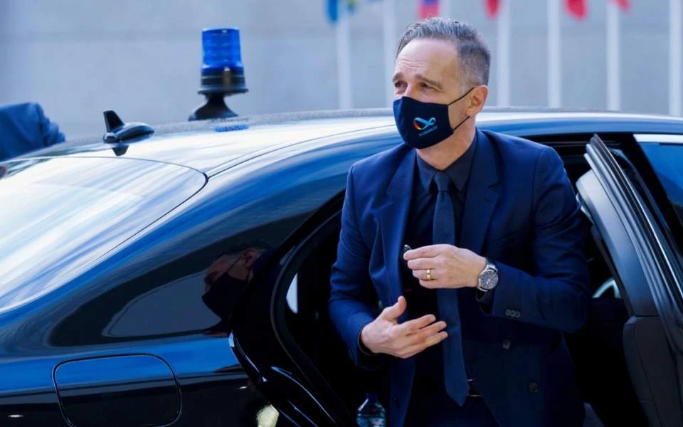 German Foreign Minister Heiko Maas arrives to attend an EU Foreign Affairs Council in Luxembourg, October 12, 2020. (Reuters)