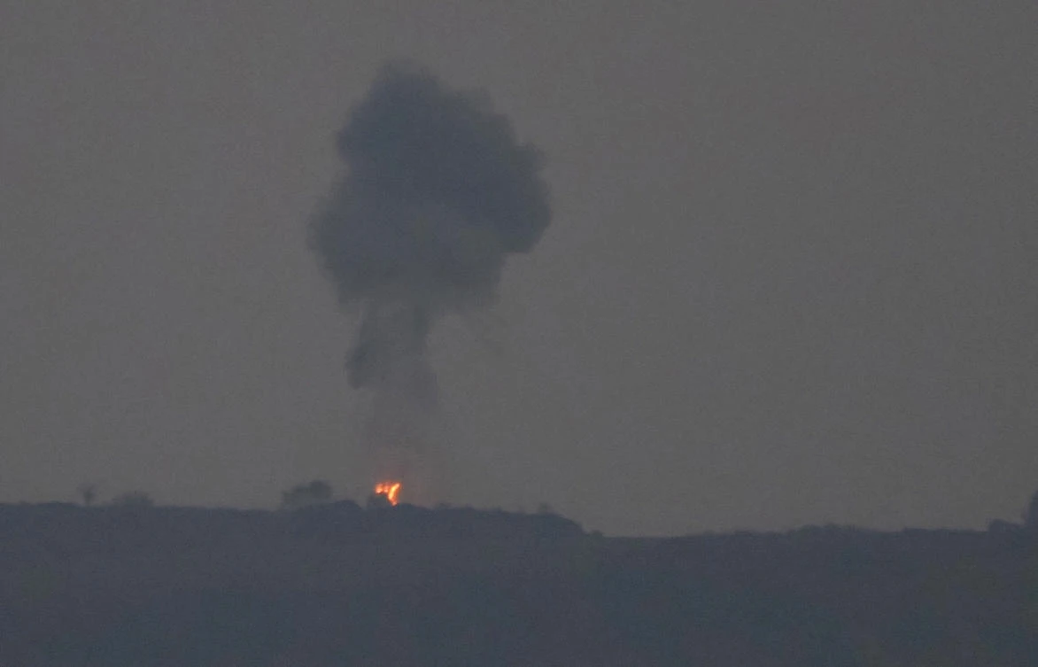 Smoke rises after an attack by Azerbaijan during military conflict in Stepanakert, the separatist region of Nagorno-Karabakh, Sunday, Oct. 18, 2020. (AP)