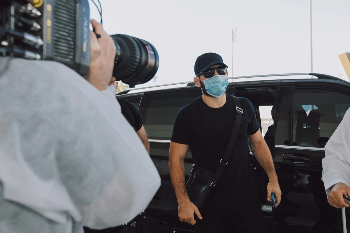 Russian MMA superstar Khabib Nurmagomedov arrives at Abu Dhabi Fight Island for UFC 254