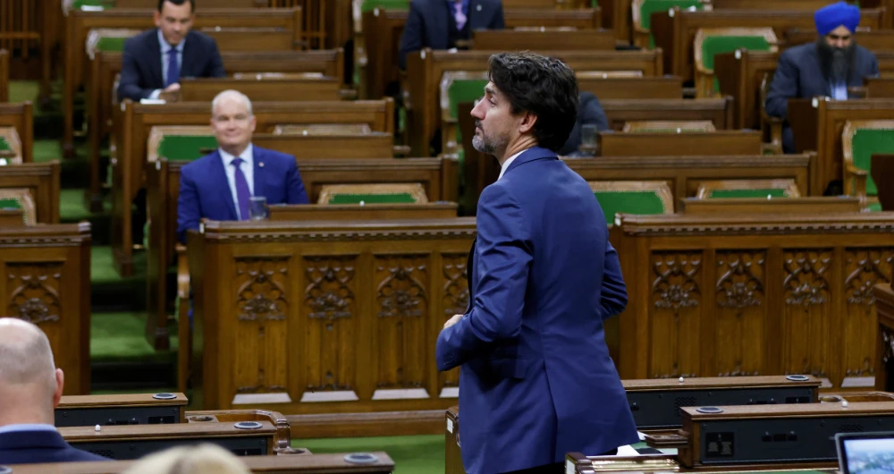 Canada's Prime Minister Justin Trudeau rises to vote in the House of Commons on Parliament Hill in Ottawa, Ontario, Canada. (Reuters)