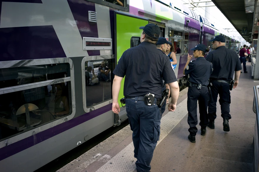 Police patrol inside the Part-Dieu railway station, Lyon, France. (AFP)
