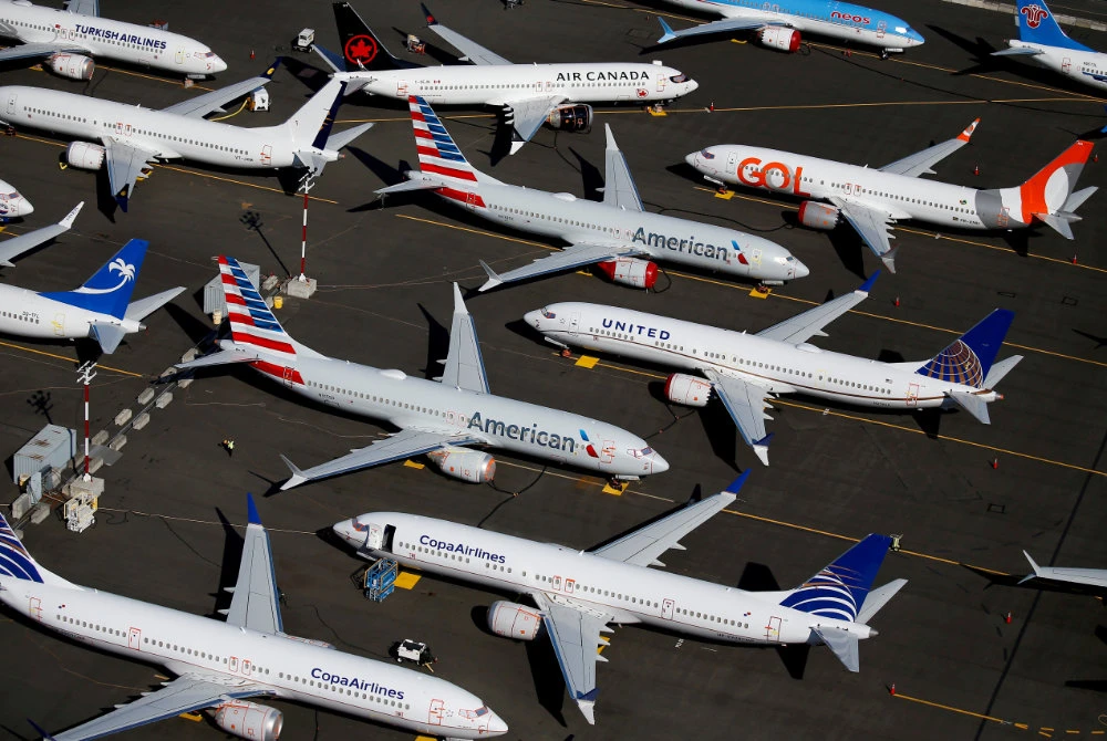 Grounded Boeing 737 MAX aircraft are seen parked in an aerial photo at Boeing Field in Seattle, Washington, on July 1, 2019. (REUTERS/File Photo)