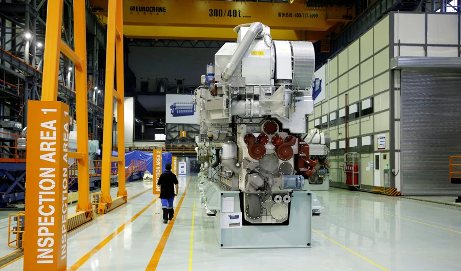An employee walks at a engine factory of CSSC Wartsila Engine (Shanghai) Co. Ltd in Shanghai, China June 13, 2017. (REUTERS)