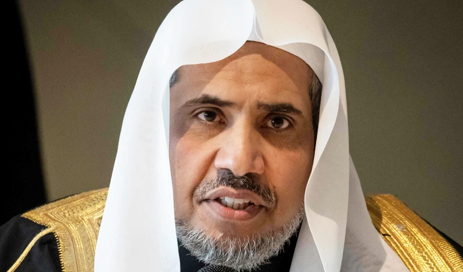 Secretary General of the Muslim World League Mohammad Abdulkarim al-Issa speaks as he meets with the CEO of the American Jewish Committee, David Harris on the sidelines of a visit at the POLIN Museum of the History of Polish Jews on January 24, 2020 in Warsaw. (AFP)