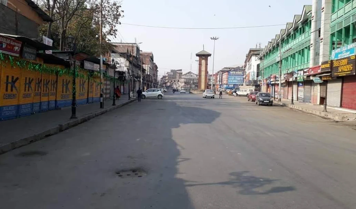Life came to a standstill on Saturday in Srinagar's Lal Chowk, in the Kashmir valley, as residents observed a day-long strike to protest against new land laws which allow outsiders to buy property in the disputed territory. (Picture credit: Aijaz Ahmad)