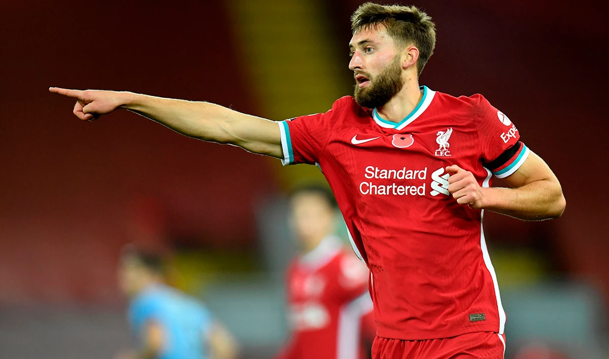 Liverpool’s English defender Nathaniel Phillips in action during the English Premier League match against West Ham United at Anfield on Saturday. (AFP)