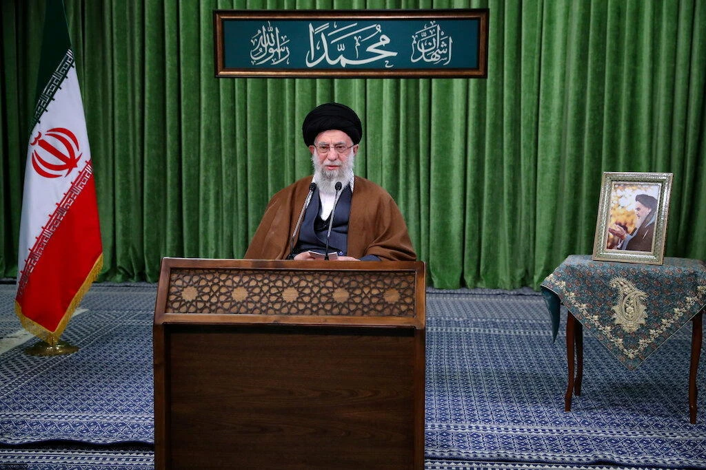 Iran’s Supreme Leader Ayatollah Ali Khamenei delivers a virtual speech, on the occasion of the Prophet Muhammad’s birthday, in Tehran, Iran November 3, 2020. (Reuters)