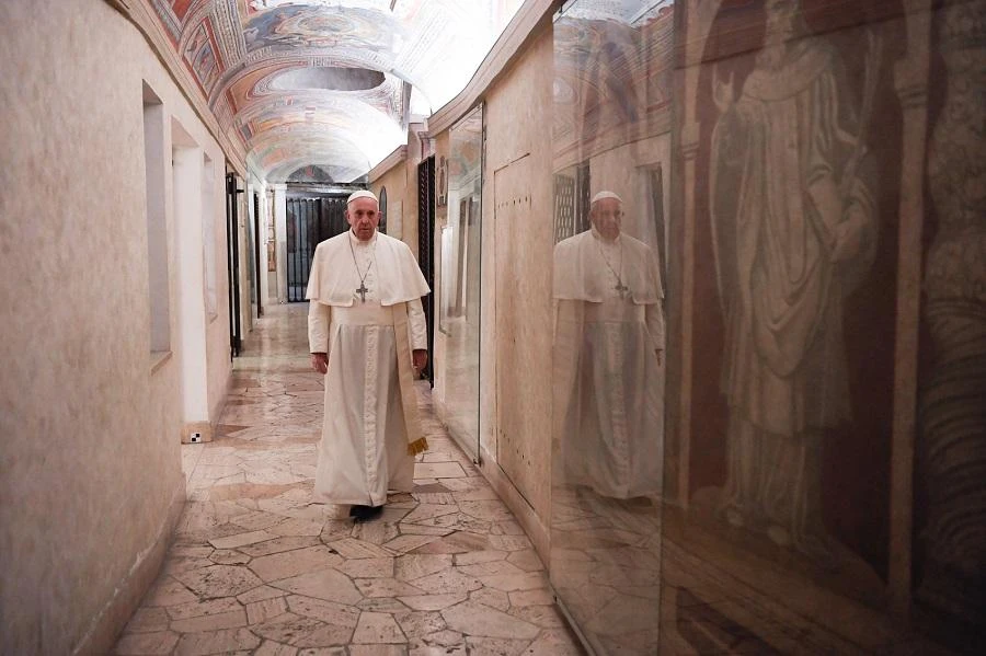 The Vatican announced last week that Francis, 83, was suspending public audiences and would celebrate all upcoming liturgies without throngs of faithful present. (File/AFP)