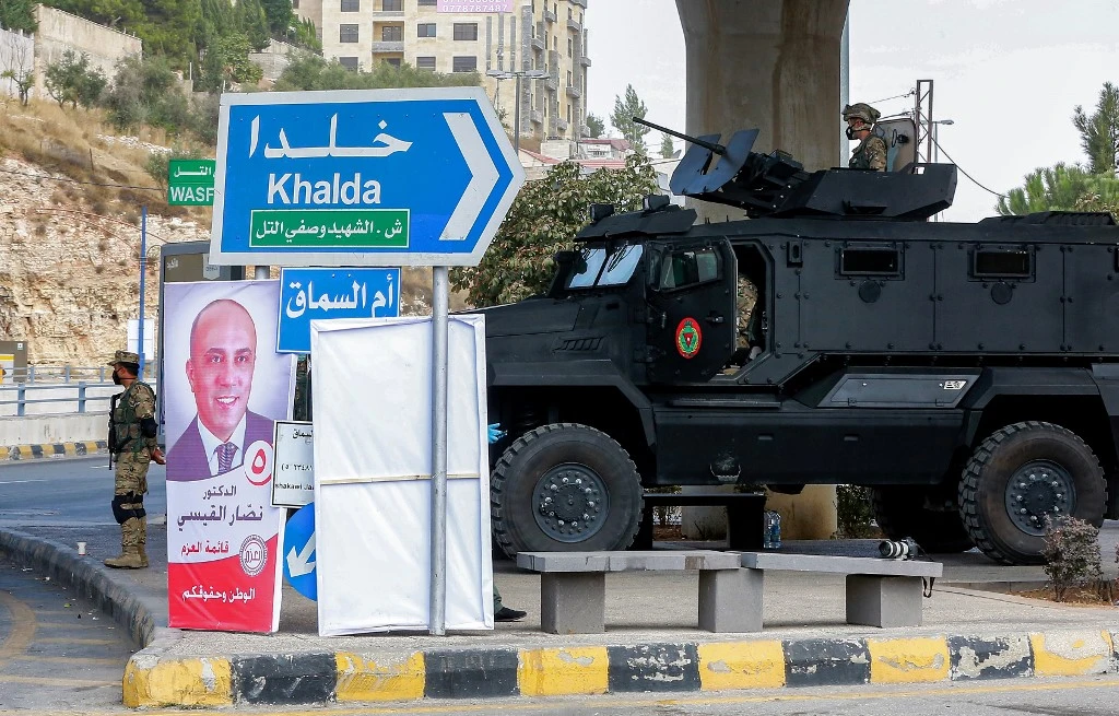 This picture taken on October 9, 2020 shows a Jordanian security vehicle enforcing a COVID-19 coronavirus lockdown in the capital Amman. (File/AFP)