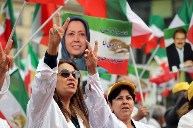Supporters of Iranian opposition leader Maryam Rajavi and the National Council of Resistance of Iran (NCRI) gather in Berlin, Germany, July 17, 2020. (Reuters/File Photo)