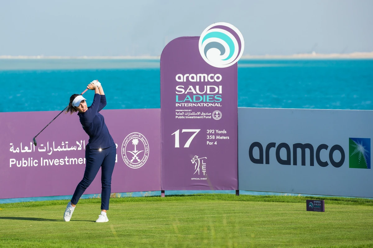 Georgia Hall flashes her form on the way to a course record and first-round leading score of 65. (Supplied)