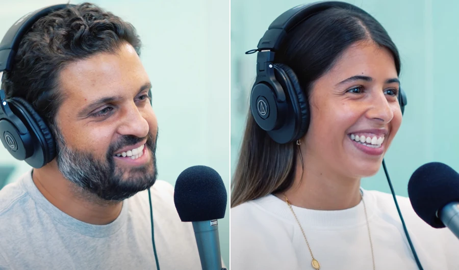 I see Western media put a negative spin on our country, so I wanted to show it in a different light, said Mohammad Islam, Saudi podcaster of Mo Show. Right: Lana Nazer, yoga and wellness teacher, a guest on the show. (Supplied)