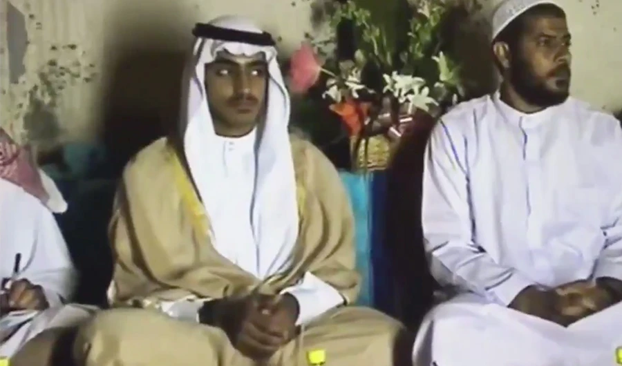 Abdullah Ahmed Abdullah,nom de guerre Abu Muhammad al-Masri, to the right, is sitting next to Hamza bin Laden, the son of former al Qaeda chief Osama bin Laden during Hamza's wedding with Al-Masri's daughter Maryam. The wedding is estimated to have been held in 2005 in Iran.( Courtesy: Alarabiya net)